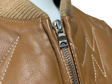 画像をギャラリービューアに読み込む, A Bathing ape ア ベイシング エイプ レザージャケット ブルゾン CHINA製 カウレザー ポリエステル ブラウン シルバー 美品 中古 4c072621