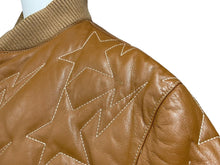 画像をギャラリービューアに読み込む, A Bathing ape ア ベイシング エイプ レザージャケット ブルゾン CHINA製 カウレザー ポリエステル ブラウン シルバー 美品 中古 4c072621