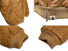 画像をギャラリービューアに読み込む, A Bathing ape ア ベイシング エイプ レザージャケット ブルゾン CHINA製 カウレザー ポリエステル ブラウン シルバー 美品 中古 4c072621