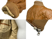 画像をギャラリービューアに読み込む, A Bathing ape ア ベイシング エイプ レザージャケット ブルゾン CHINA製 カウレザー ポリエステル ブラウン シルバー 美品 中古 4c072621