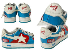 画像をギャラリービューアに読み込む, A BATHING APE アベイシングエイプ × MARVEL スニーカー BAPE サイズ8 ブルー レッド M191903 美品 中古 4c072622