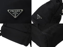 画像をギャラリービューアに読み込む, PRADA プラダ リュック バックパック 2VZ062 トライアングルロゴ ナイロン ブラック シルバー金具 美品 中古 4c072661
