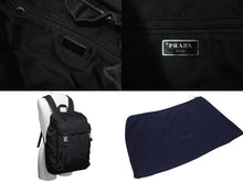 画像をギャラリービューアに読み込む, PRADA プラダ リュック バックパック 2VZ062 トライアングルロゴ ナイロン ブラック シルバー金具 美品 中古 4c072661