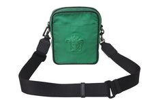 Load image into Gallery viewer, VERSACE ヴェルサーチ メデューサ ショルダーバッグ ボディバッグ ロゴ ICタグ グリーン ブラック シルバー金具 美品 中古 4c072663