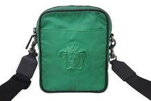 Load image into Gallery viewer, VERSACE ヴェルサーチ メデューサ ショルダーバッグ ボディバッグ ロゴ ICタグ グリーン ブラック シルバー金具 美品 中古 4c072663