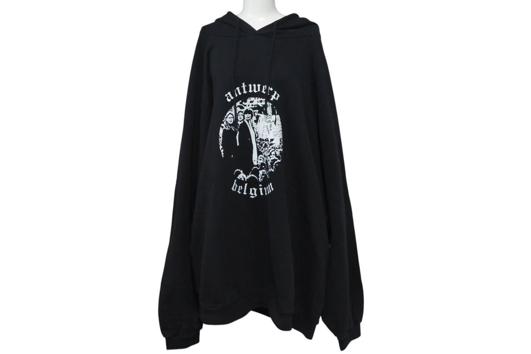 RAF SIMONS archive ラフシモンズ アーカイブ 21SS パーカー A01-125 ターキー製 コットン ブラック ホワイト サイズ1 美品 中古 4c072678