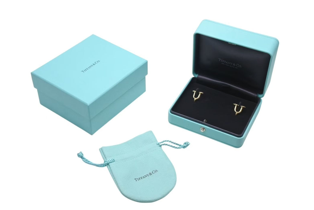 極美品 TIFFANY ティファニー タイタン by ファレル・ウィリアムス スモール ピアス AU750 D0.19ct 3.9g 中古 4c072725