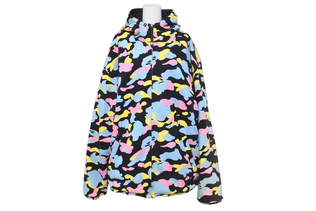 A BATHING APE アベイシングエイプ リバーシブルパーカー マルチカモ 103MT-1458 ポリエステル コットン ブラック L 美品 中古 4c072770