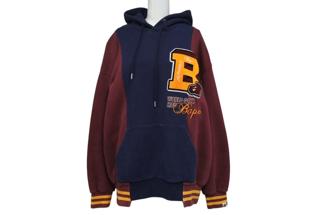 ABathingApe アベイシングエイプ BAPE ベイプ 23AW バッジ カラーブロッキング プルオーバー パーカー サイズM 美品 中古 4c072808