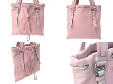 画像をギャラリービューアに読み込む, YVES SAINT LAURENT イヴサンローラン カハラ ハンドバッグ 123435 キャンバス レザー ピンク ロゴ刺繍 巾着タイプ 美品 中古 4c072857