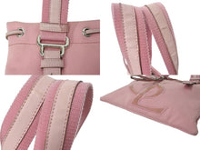 画像をギャラリービューアに読み込む, YVES SAINT LAURENT イヴサンローラン カハラ ハンドバッグ 123435 キャンバス レザー ピンク ロゴ刺繍 巾着タイプ 美品 中古 4c072857