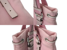 画像をギャラリービューアに読み込む, YVES SAINT LAURENT イヴサンローラン カハラ ハンドバッグ 123435 キャンバス レザー ピンク ロゴ刺繍 巾着タイプ 美品 中古 4c072857