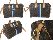 画像をギャラリービューアに読み込む, 極美品 LOUIS VUITTON ルイヴィトン スピーディ バンドリエール30 ハンドバッグ イニシャル入り M41112 ブラウン ブルー 中古 4c072864