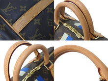 画像をギャラリービューアに読み込む, 極美品 LOUIS VUITTON ルイヴィトン スピーディ バンドリエール30 ハンドバッグ イニシャル入り M41112 ブラウン ブルー 中古 4c072864