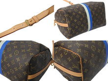画像をギャラリービューアに読み込む, 極美品 LOUIS VUITTON ルイヴィトン スピーディ バンドリエール30 ハンドバッグ イニシャル入り M41112 ブラウン ブルー 中古 4c072864
