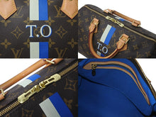 画像をギャラリービューアに読み込む, 極美品 LOUIS VUITTON ルイヴィトン スピーディ バンドリエール30 ハンドバッグ イニシャル入り M41112 ブラウン ブルー 中古 4c072864