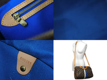 画像をギャラリービューアに読み込む, 極美品 LOUIS VUITTON ルイヴィトン スピーディ バンドリエール30 ハンドバッグ イニシャル入り M41112 ブラウン ブルー 中古 4c072864