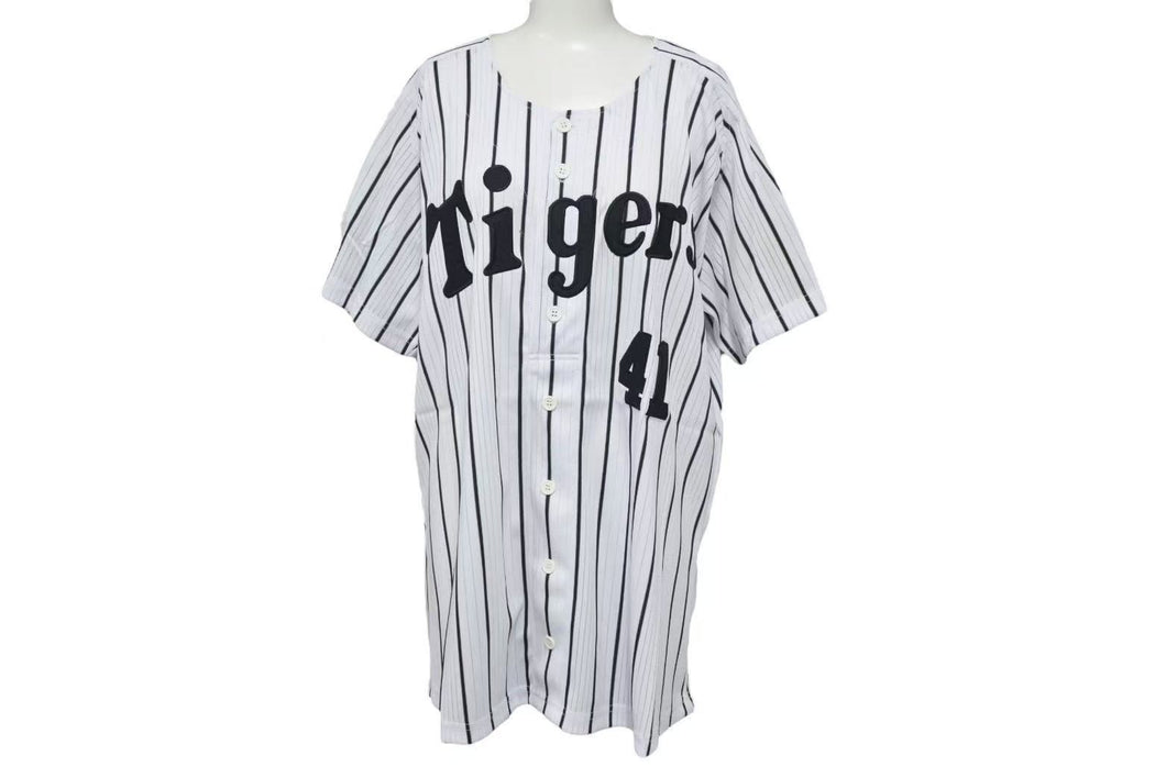 新品未使用 阪神タイガース 伊良部秀輝 ユニフォーム 2003年優勝記念 CHINA製 ポリエステル ホワイト ブラック サイズLL 中古 4c072965