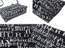 画像をギャラリービューアに読み込む, 新品未使用品 BURBERRY バーバリー ワンショルダーバッグ 総柄 T-03-1 ブラック ホワイト シルバー金具 中古 4c073069