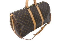 画像をギャラリービューアに読み込む, LOUIS VUITTON ルイヴィトン キーポル バンドリエール45 ボストンバッグ M41418 モノグラム ブラウン 美品 中古 4c073111