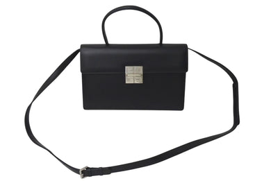 極美品 GIVENCHY ジバンシー ショルダーバッグ ハンドバッグ 2WAY カーフレザー ブラック ロゴ金具 シルバー金具 中古 4c073121