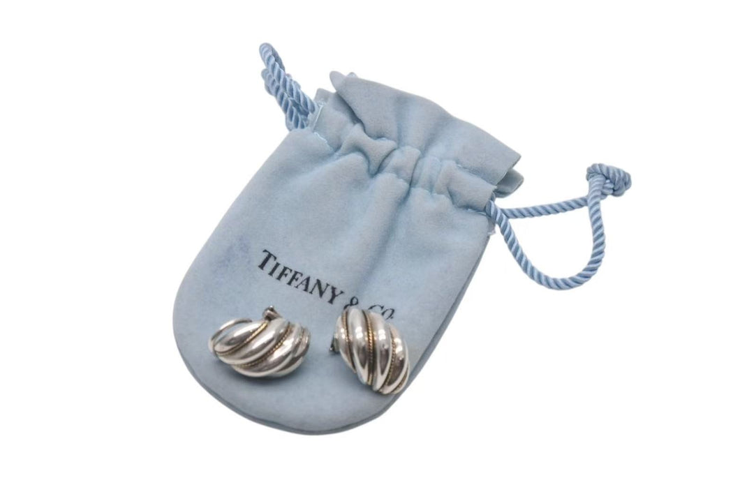 TIFFANY&Co. ティファニー ツイスト シェル コンビ イヤリング シルバー SV925 YG750 7.6g アクセサリー ジュエリー 小物 美品 中古 4c073232