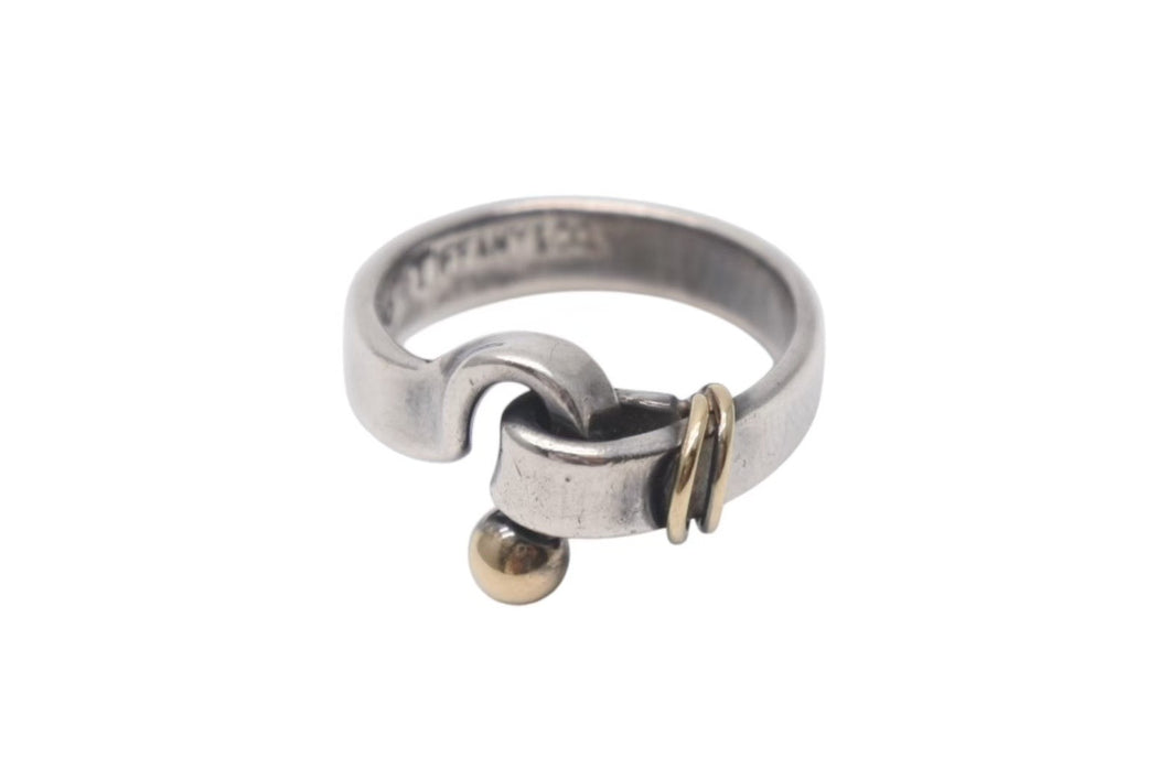 TIFFANY&Co. ティファニー フックアンドアイ コンビ リング 指輪 K18 シルバー925 4g サイズ7号 美品 中古 4c073238