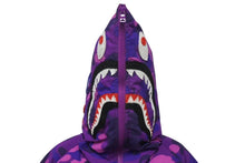 画像をギャラリービューアに読み込む, A BATHING APE アベイシングエイプ シャーク ダウンジャケット カモフラ 001HJC801 1005X パープル ホワイト レッド L 美品 中古 4c073274