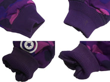 画像をギャラリービューアに読み込む, A BATHING APE アベイシングエイプ シャーク ダウンジャケット カモフラ 001HJC801 1005X パープル ホワイト レッド L 美品 中古 4c073274