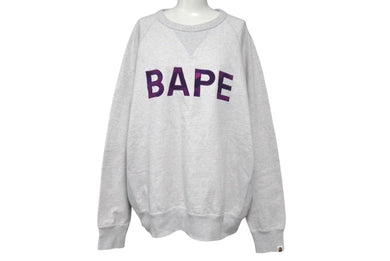 極美品 A BATHING APE アベイシングエイプ Logo Sweat Grey ロゴスエット グレー サイズ L 001SWJ301007M 中古 4c073275