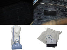 画像をギャラリービューアに読み込む, 極美品 PRADA プラダ ボウリングバッグ ハンドバッグ ショルダーバッグ 2WAY 1BB071 ブルー カーフスキン ロゴ シルバー金具 中古 4c073344