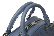 画像をギャラリービューアに読み込む, 極美品 PRADA プラダ ボウリングバッグ ハンドバッグ ショルダーバッグ 2WAY 1BB071 ブルー カーフスキン ロゴ シルバー金具 中古 4c073344