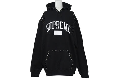 極美品 SUPREME シュプリーム Studded Hooded Sweatshirt スタッズ フーデッド スウェットシャツ ブラック L 中古 4c073425
