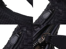 Load image into Gallery viewer, BOTTEGA VENETA ボッテガヴェネタ イントレチャート ホーボー ショルダーバッグ B00428421D レザー ネイビー 美品 中古 4c073580