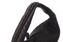 Load image into Gallery viewer, BOTTEGA VENETA ボッテガヴェネタ イントレチャート ホーボー ワンショルダーバッグ レザー ブラウン ゴールド金具 115653 美品 中古 4c073581