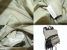 Load image into Gallery viewer, BOTTEGA VENETA ボッテガヴェネタ リュックサック バックパック ベージュ ブラック ナイロン ポリエステル シルバー金具 美品 中古 4c073667