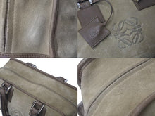 画像をギャラリービューアに読み込む, LOEWE ロエベ アマソナ28 ハンドバッグ 010403 アナグラムロゴ スウェード レザー ブラウン シルバー金具 良品 中古 4c073673