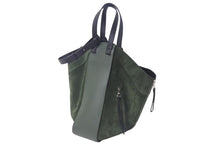 画像をギャラリービューアに読み込む, LOEWE ロエベ ハンモック ラージ 2WAY トートバッグ グリーン ブラック レザー スウェード ハンドバッグ ロゴ シルバー金具 美品 中古 4c073676