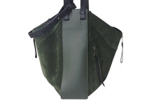 画像をギャラリービューアに読み込む, LOEWE ロエベ ハンモック ラージ 2WAY トートバッグ グリーン ブラック レザー スウェード ハンドバッグ ロゴ シルバー金具 美品 中古 4c073676