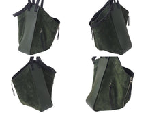 画像をギャラリービューアに読み込む, LOEWE ロエベ ハンモック ラージ 2WAY トートバッグ グリーン ブラック レザー スウェード ハンドバッグ ロゴ シルバー金具 美品 中古 4c073676