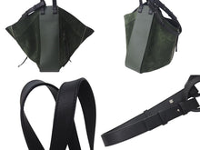 画像をギャラリービューアに読み込む, LOEWE ロエベ ハンモック ラージ 2WAY トートバッグ グリーン ブラック レザー スウェード ハンドバッグ ロゴ シルバー金具 美品 中古 4c073676