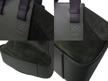画像をギャラリービューアに読み込む, LOEWE ロエベ ハンモック ラージ 2WAY トートバッグ グリーン ブラック レザー スウェード ハンドバッグ ロゴ シルバー金具 美品 中古 4c073676