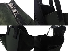 画像をギャラリービューアに読み込む, LOEWE ロエベ ハンモック ラージ 2WAY トートバッグ グリーン ブラック レザー スウェード ハンドバッグ ロゴ シルバー金具 美品 中古 4c073676