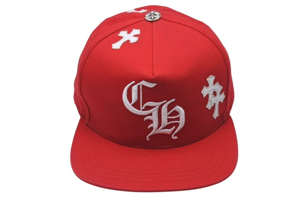 極美品 CHROME HEARTS クロムハーツ Cross Patch Baseball Cap クロスパッチベースボールキャップ 帽子 レッド ホワイト 中古 4c073775