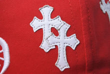 画像をギャラリービューアに読み込む, 極美品 CHROME HEARTS クロムハーツ Cross Patch Baseball Cap クロスパッチベースボールキャップ 帽子 レッド ホワイト 中古 4c073775