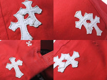 画像をギャラリービューアに読み込む, 極美品 CHROME HEARTS クロムハーツ Cross Patch Baseball Cap クロスパッチベースボールキャップ 帽子 レッド ホワイト 中古 4c073775