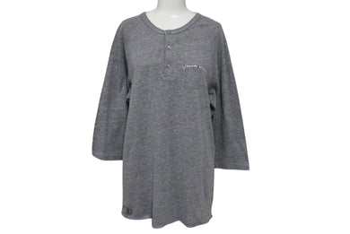 CHROME HEARTS クロムハーツ 七部丈 ヘンリーネックTシャツ サイズL フレア CHプラス スクロールロゴ プリント 美品 中古 4c073776