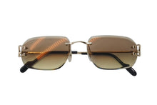 Load image into Gallery viewer, 新品未使用 Cartier カルティエ シグネチャー スムース ゴールドフィニッシュ サングラス ツーポイント ESW00682 ブラウン 中古 4c073872