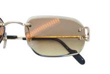 Load image into Gallery viewer, 新品未使用 Cartier カルティエ シグネチャー スムース ゴールドフィニッシュ サングラス ツーポイント ESW00682 ブラウン 中古 4c073872
