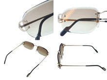 Load image into Gallery viewer, 新品未使用 Cartier カルティエ シグネチャー スムース ゴールドフィニッシュ サングラス ツーポイント ESW00682 ブラウン 中古 4c073872